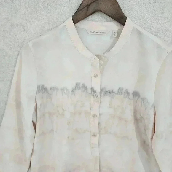 Soft Surroundings Henley Long sleeve Tie dye Chiffon Blouse Size M 8555P - Picture 3 of 7